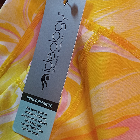 Ideology Compression Leggings 7/8 Length Hi-Rise Yellow & Pink Women Size Medium - Picture 7 of 12